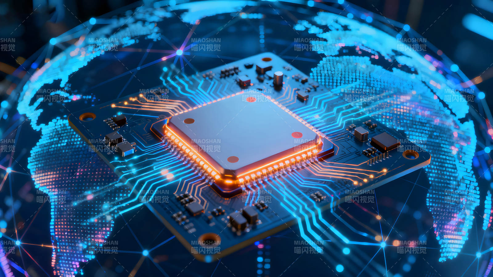 电路板与地球科技抽象图片