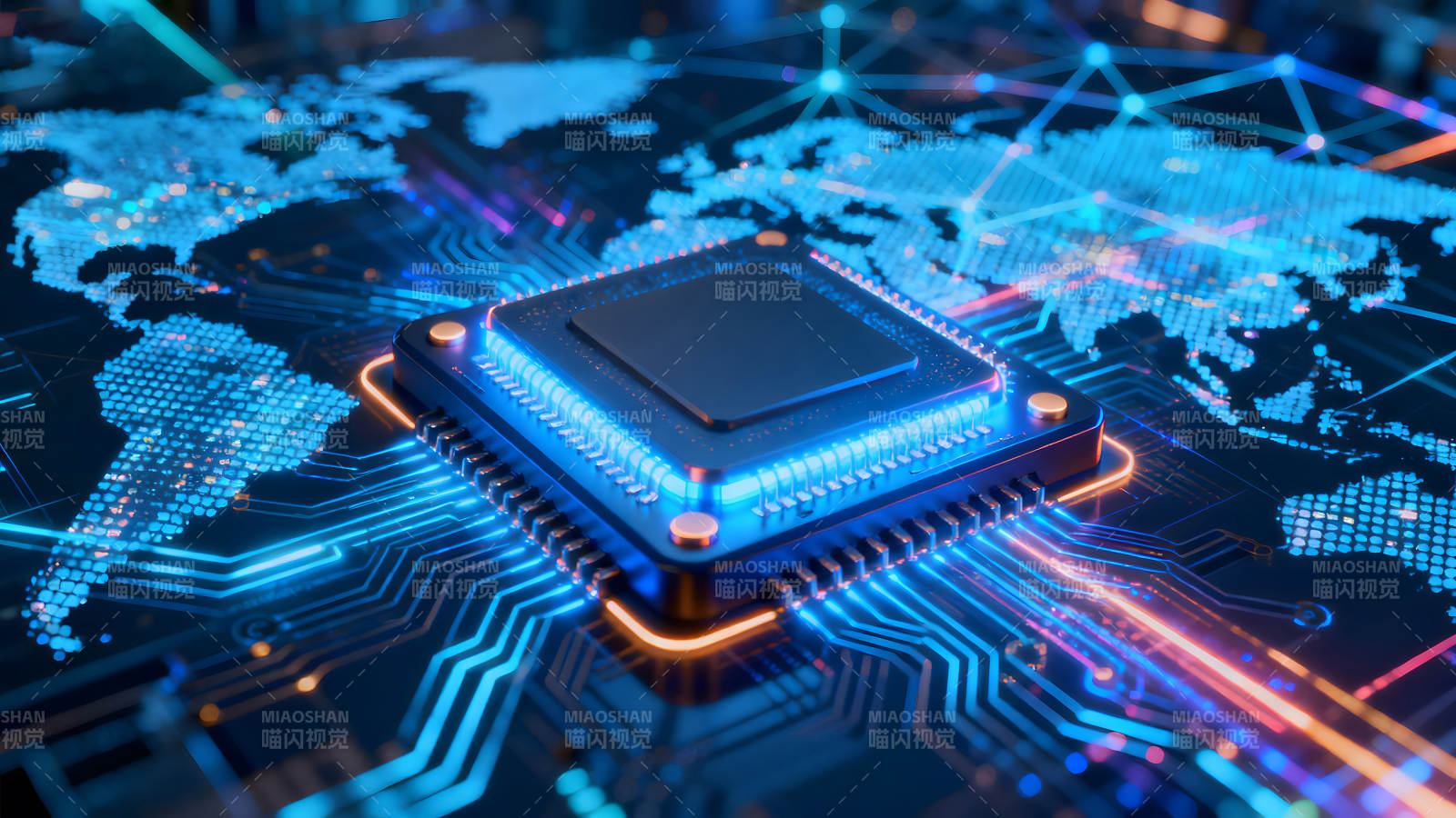 芯片连接世界数字互联抽象科技图片