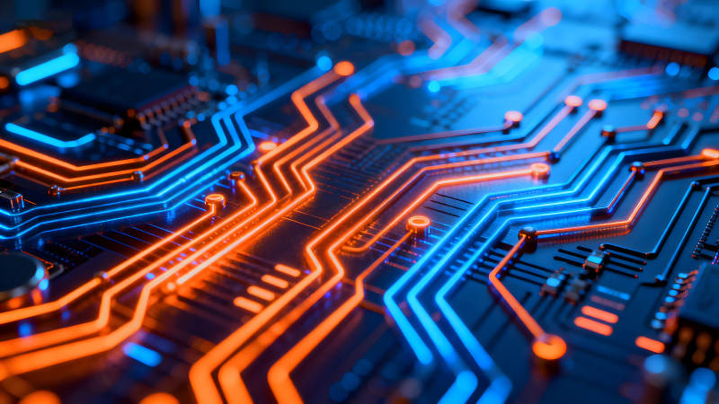 电路板发光纹理特写科技感十足图片