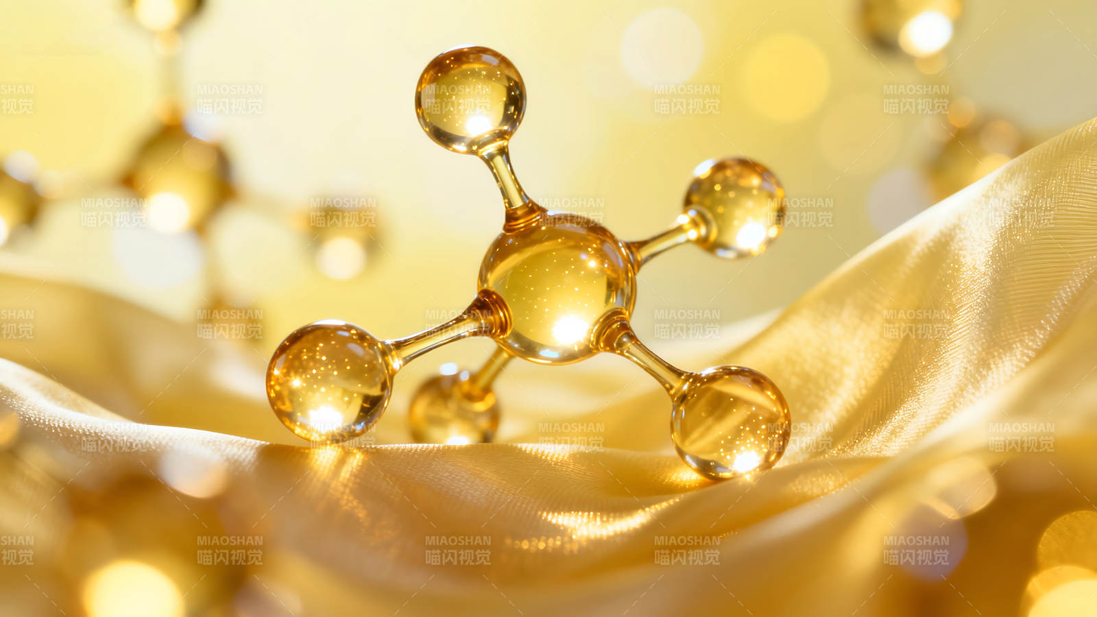 分子结构图金黄色背景质感柔和图片