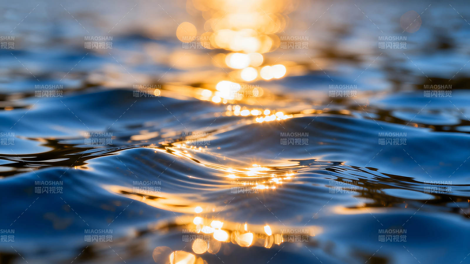 阳光照耀下的水面波光粼粼图片