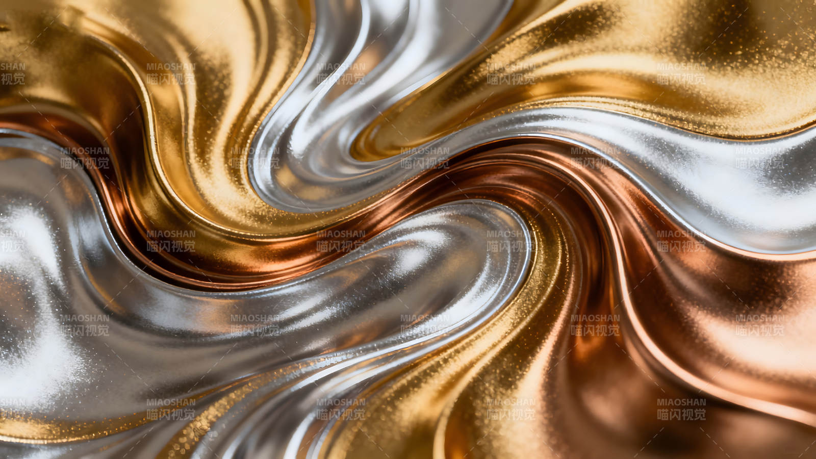 金色银色铜色金属流体抽象图片