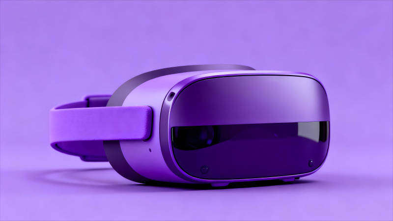 紫色VR设备特写图片