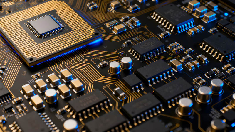 电路板特写复杂科技电子元件图片