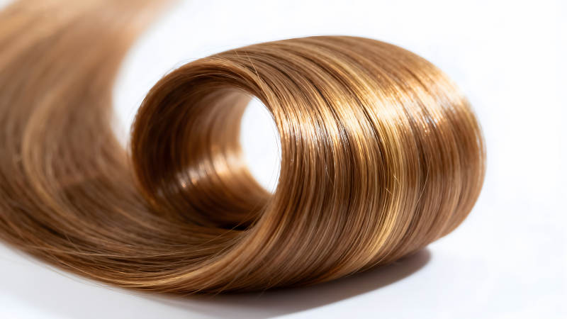 金棕色头发卷曲特写图片