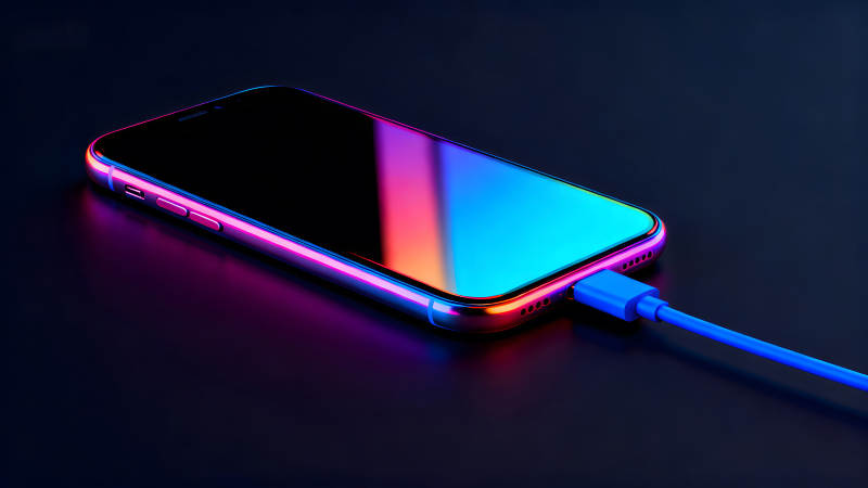 手机充电霓虹灯光效果图片