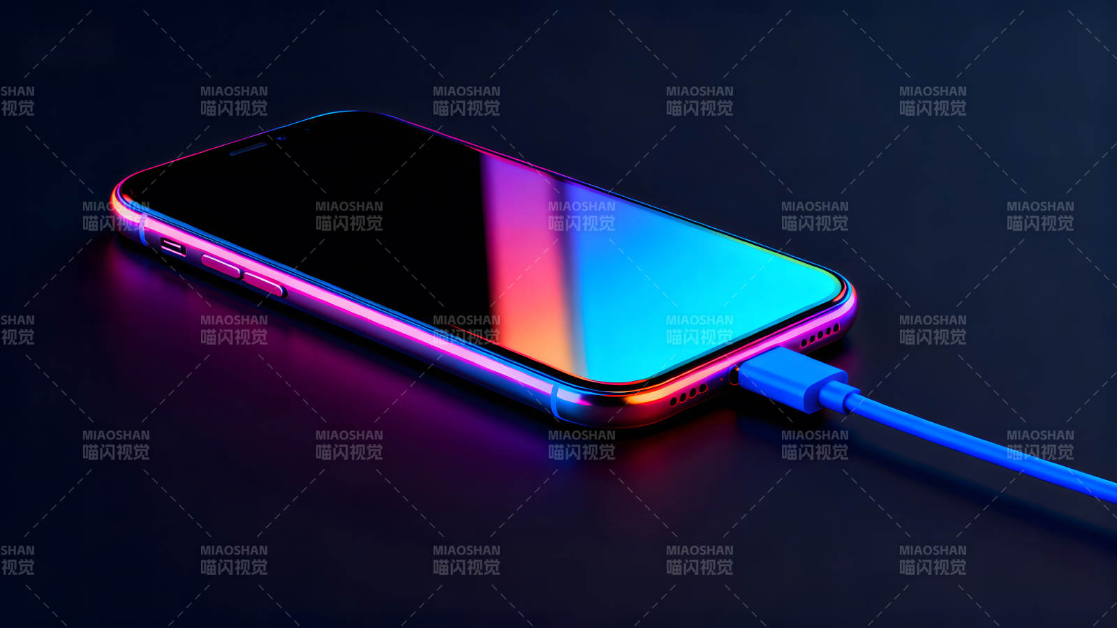 手机充电霓虹灯光效果图片