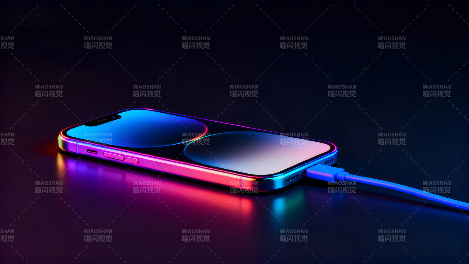 炫彩手机充电特写科技感十足图片