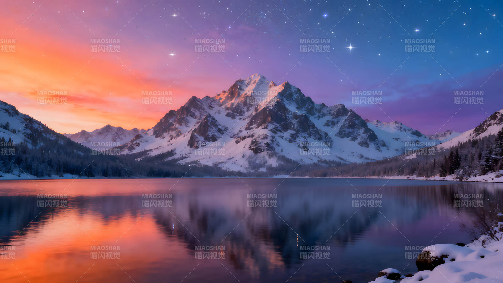 雪山湖泊星空之美图片