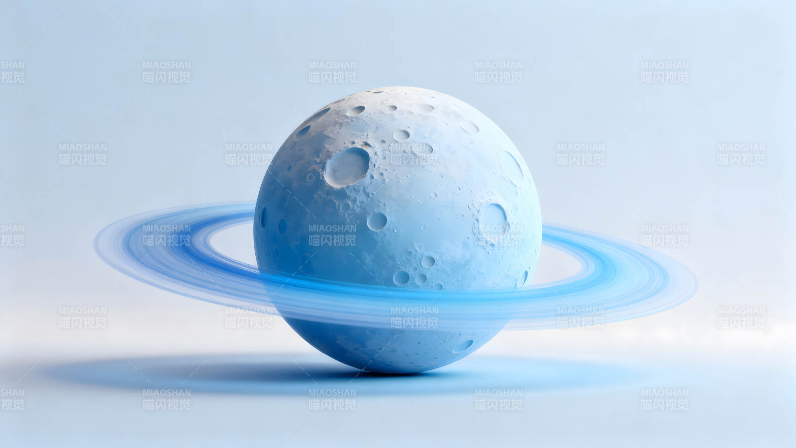 蓝色的星球和光环漂浮在空中图片