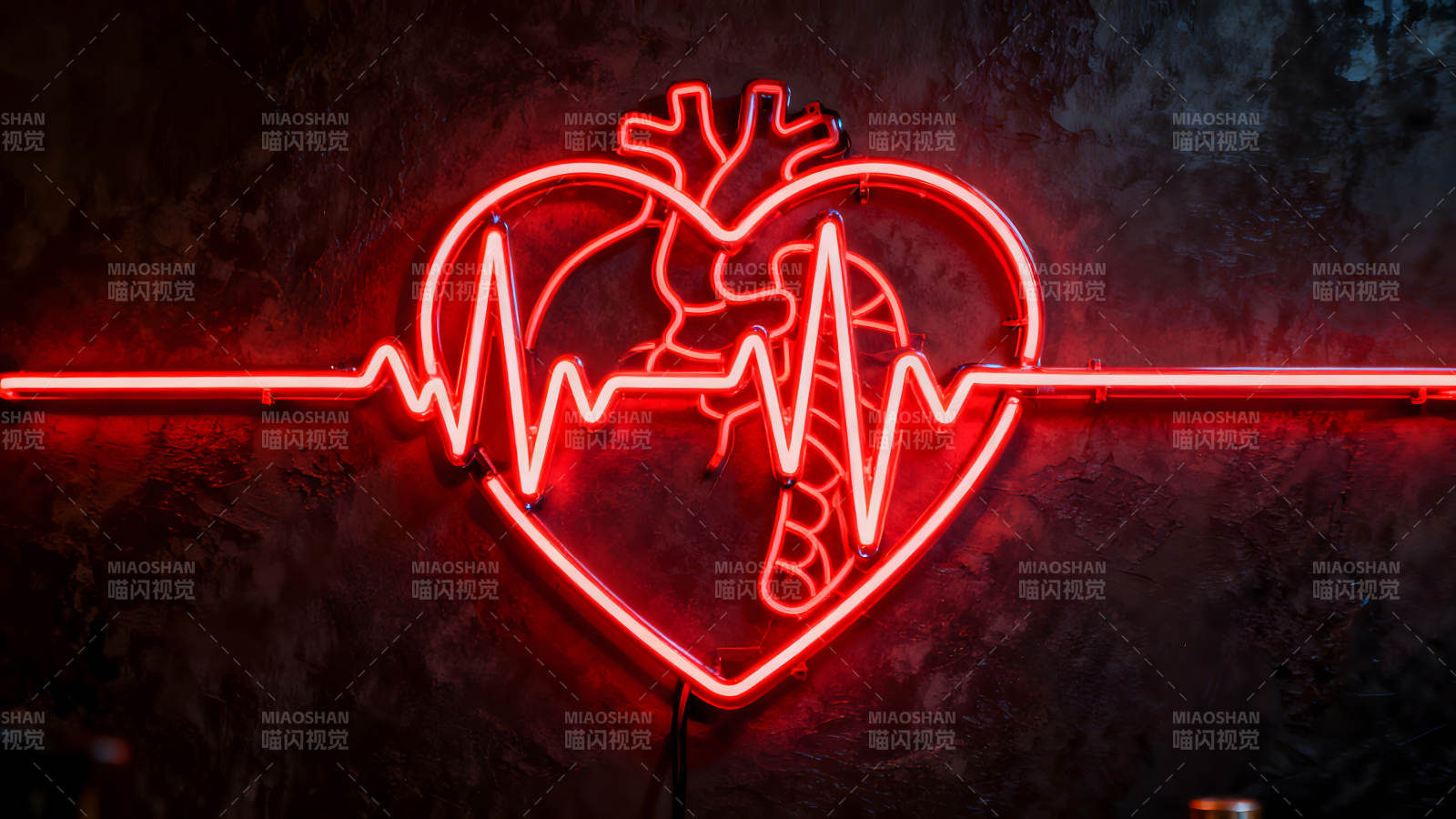 红心电脉冲霓虹灯图片