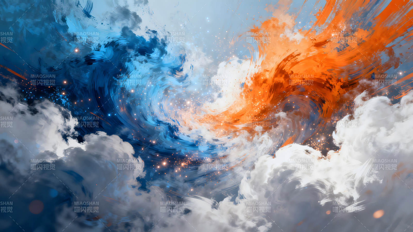 云彩与星光交织的抽象画图片