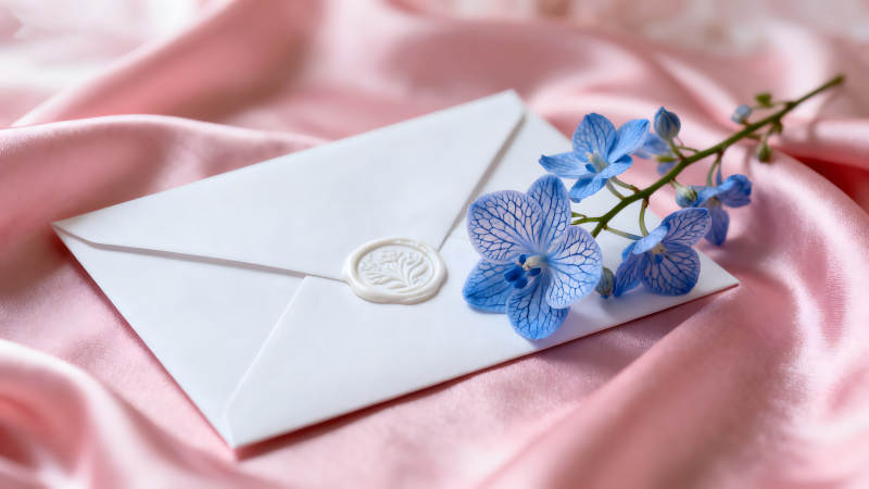 信封与花卉的唯美组合图片