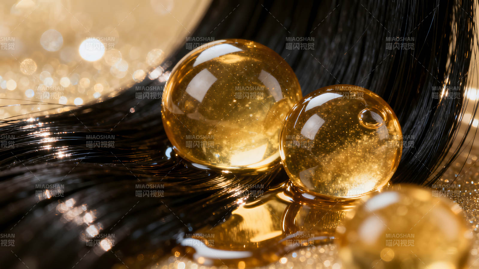 发丝和发油特写精致美丽的光影效果图片