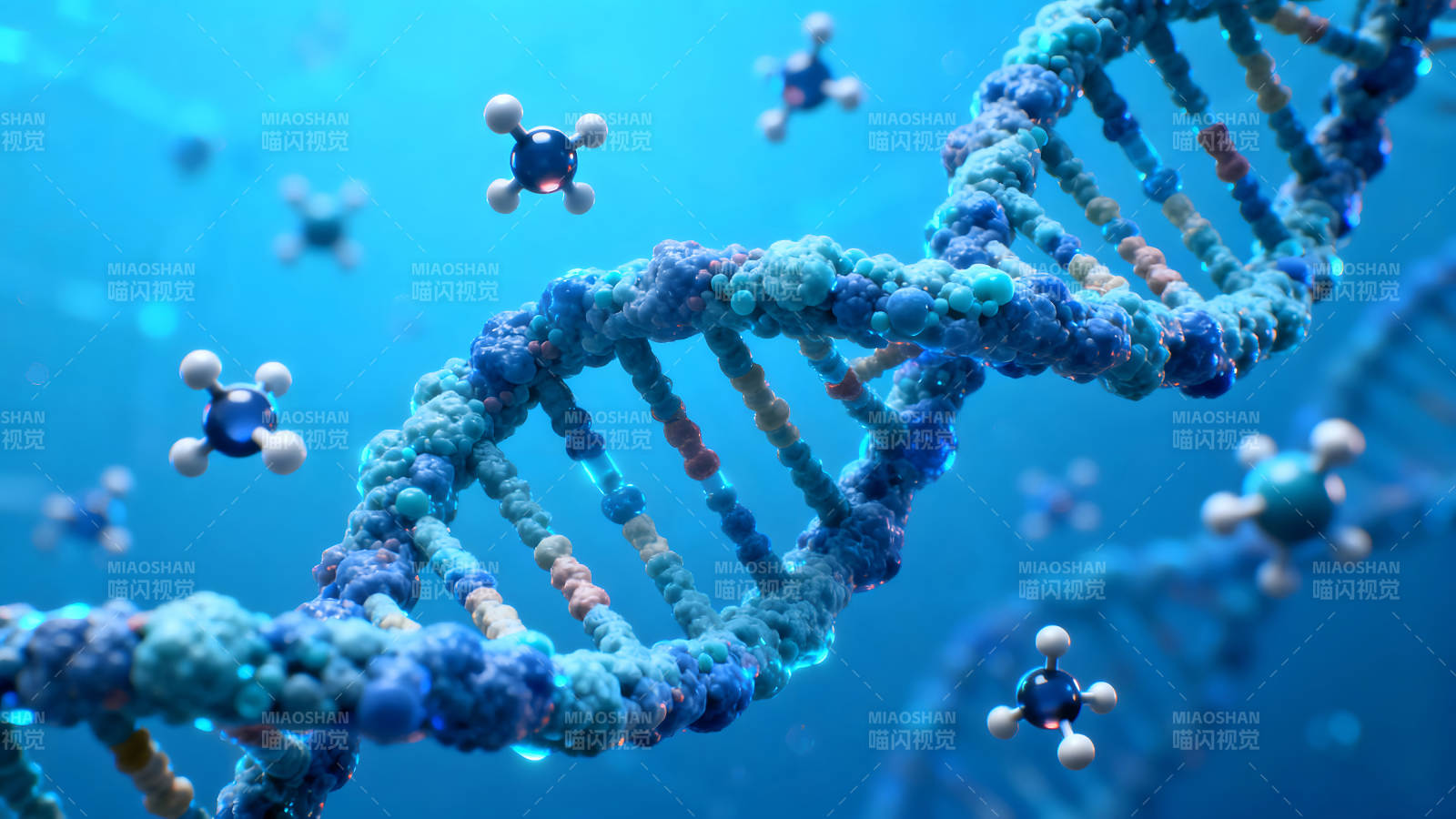 DNA螺旋结构与分子悬浮图片