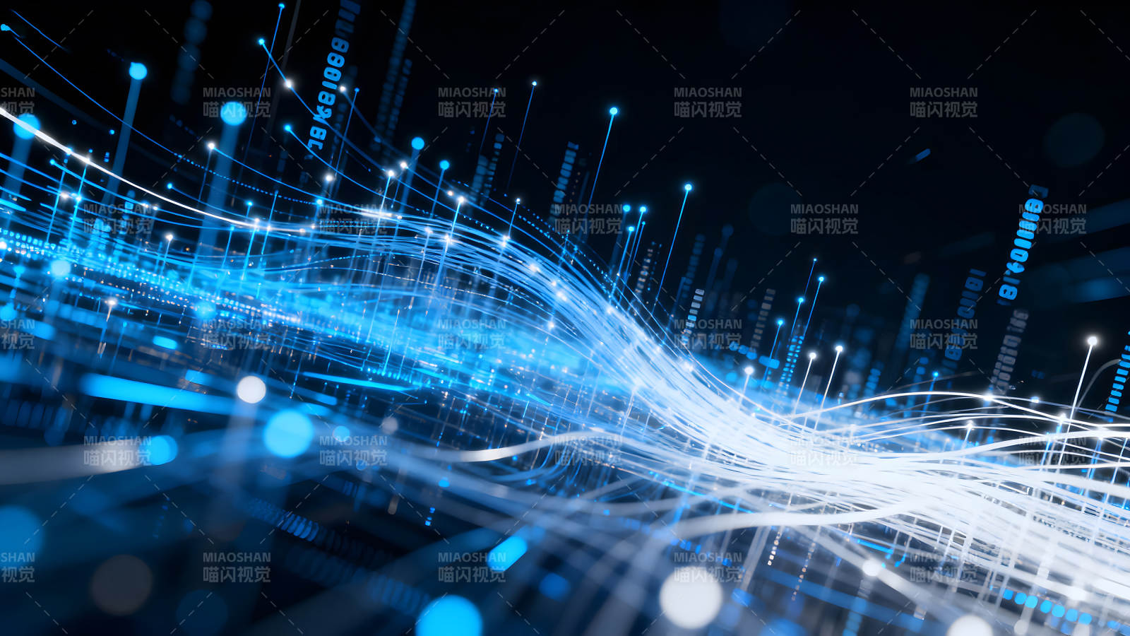 数据流光科技感蓝色抽象图片