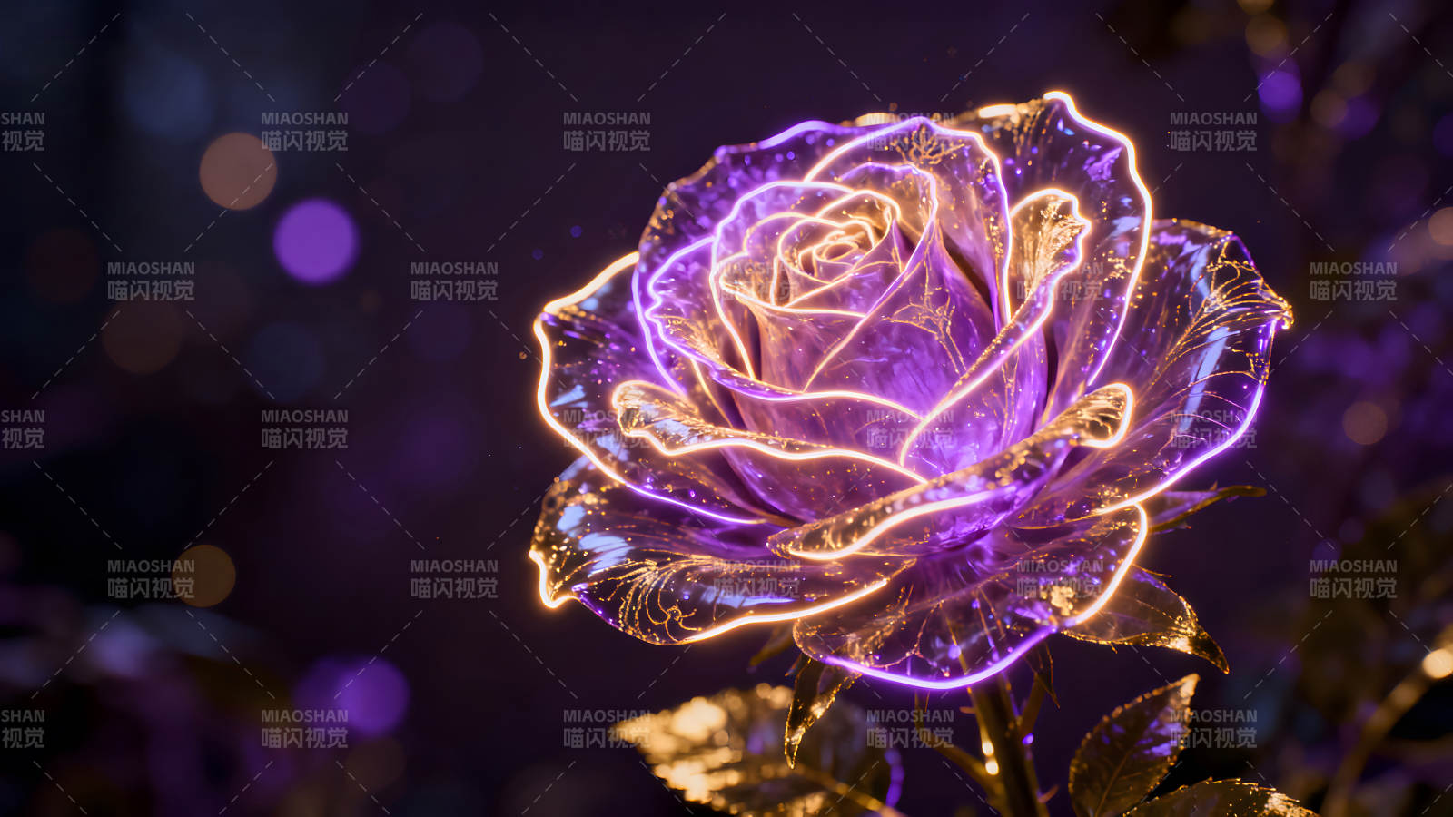 发光玫瑰梦幻紫色图片