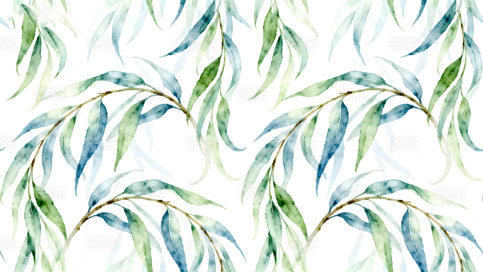 水彩风格的枝叶图案图片