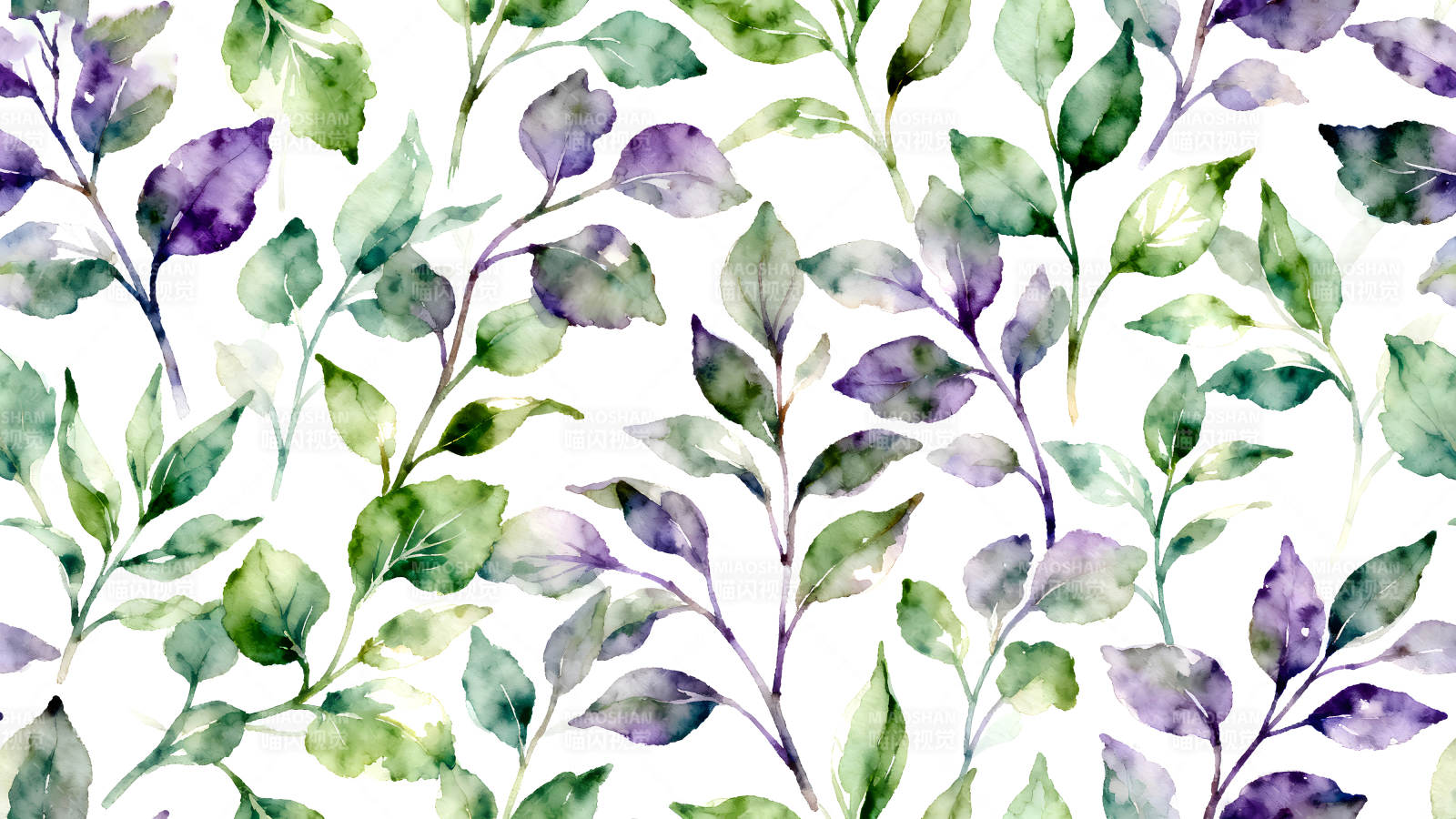 水彩植物叶子图案图片
