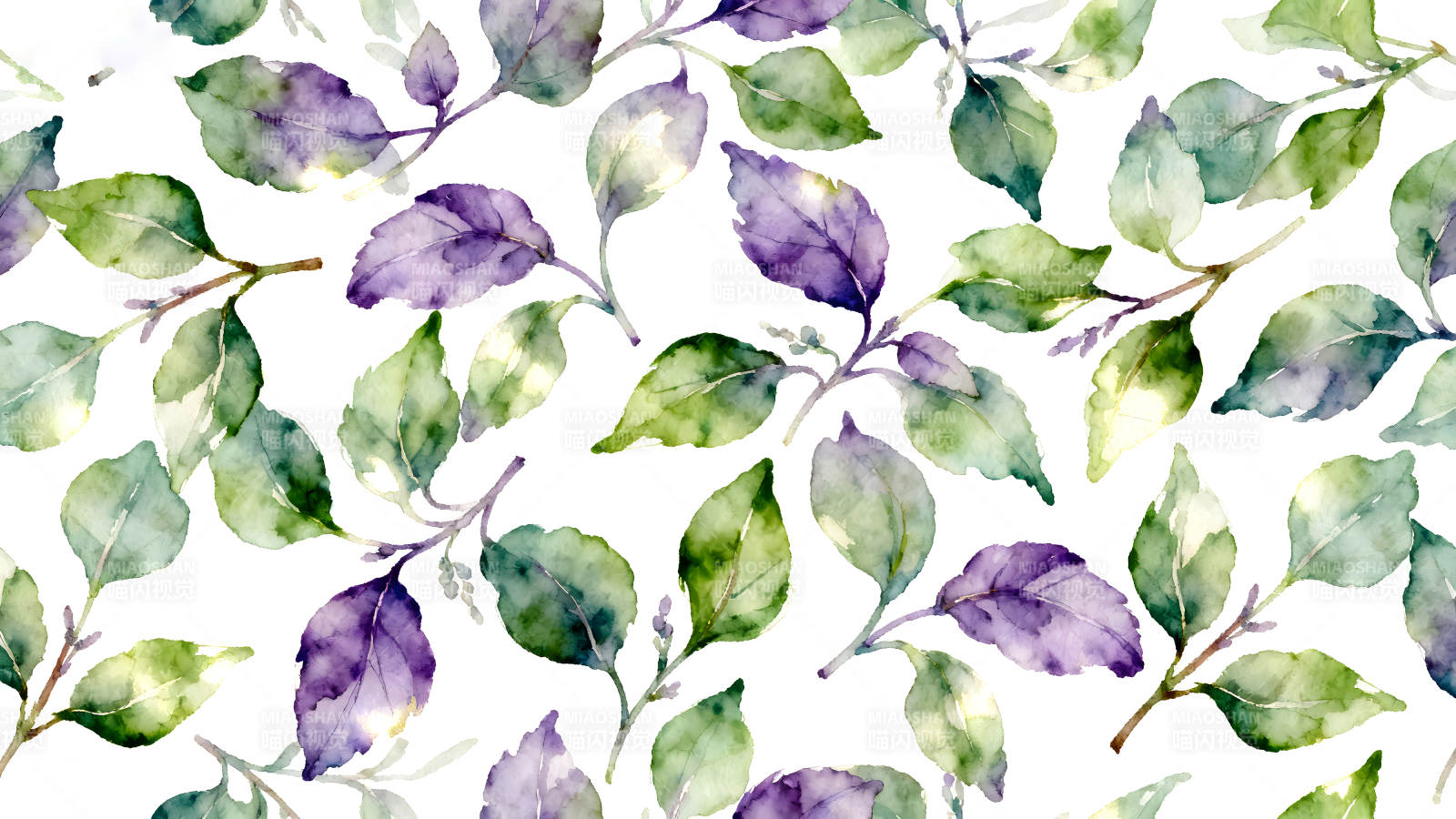 水彩植物叶子图案图片