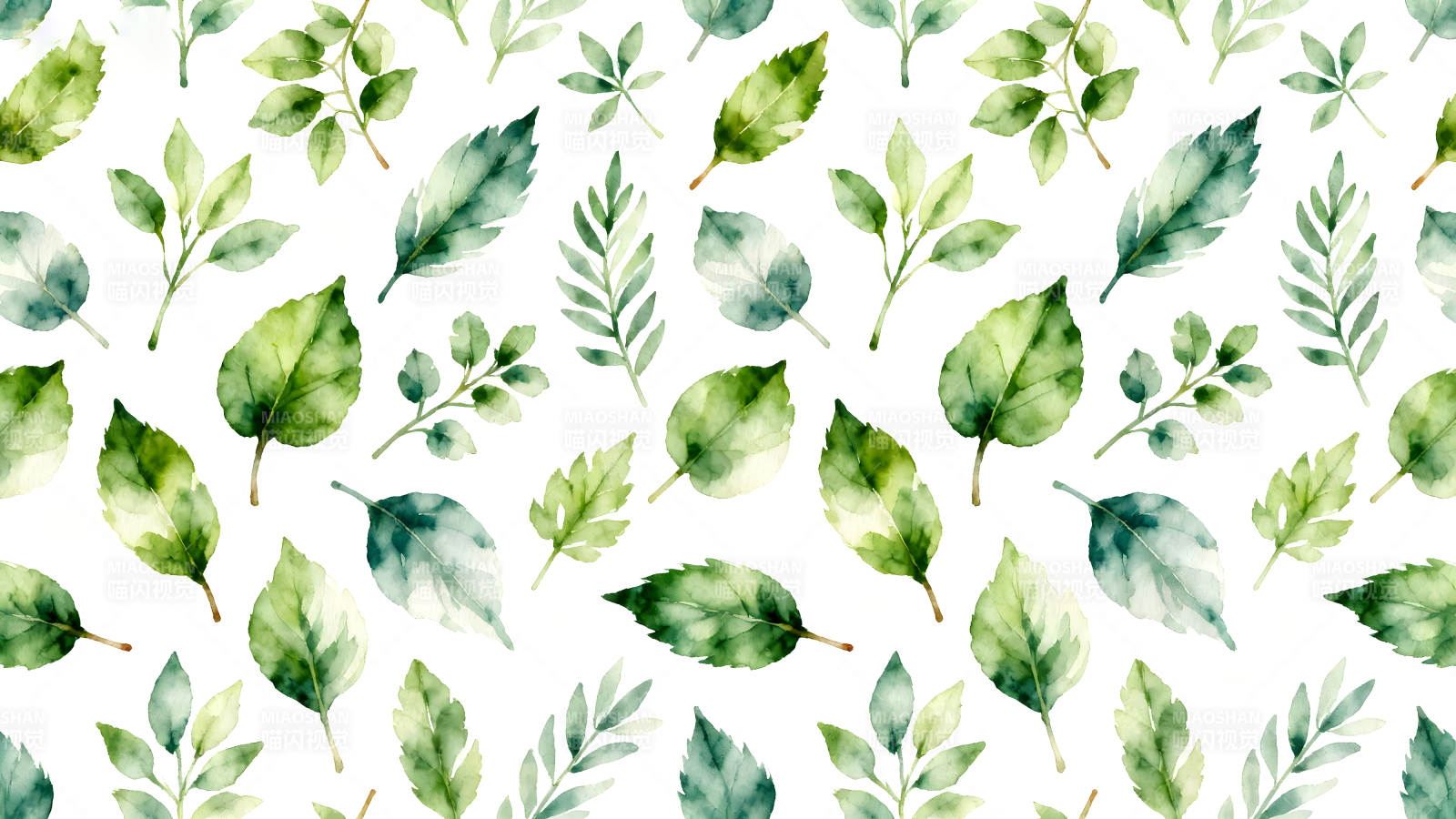 水彩叶片背景图案图片