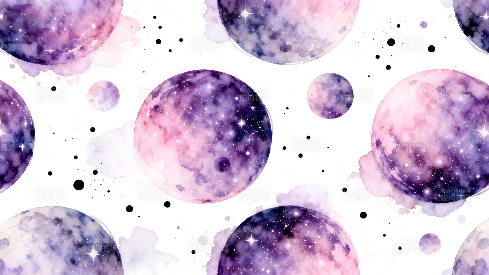 水彩星空梦幻星球图案图片