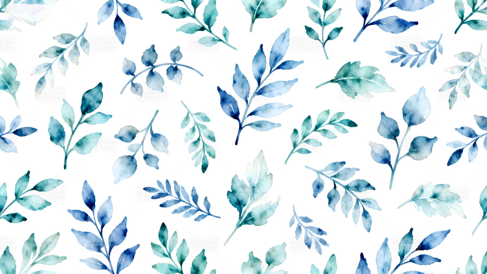 水彩叶子图案白色背景清新自然图片