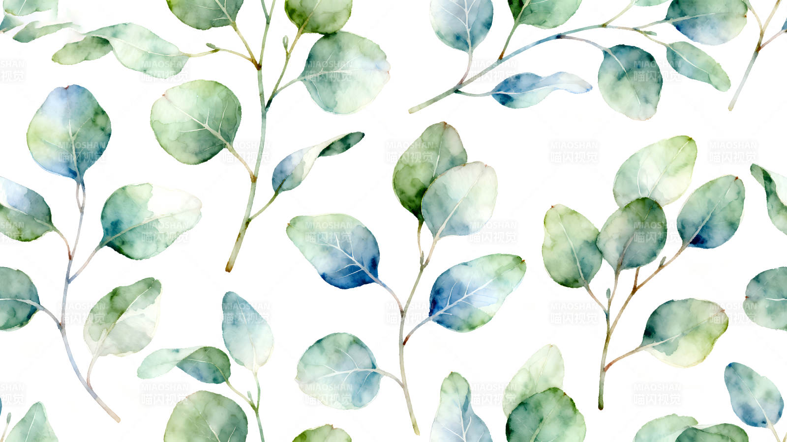 水彩桉树叶装饰图案图片