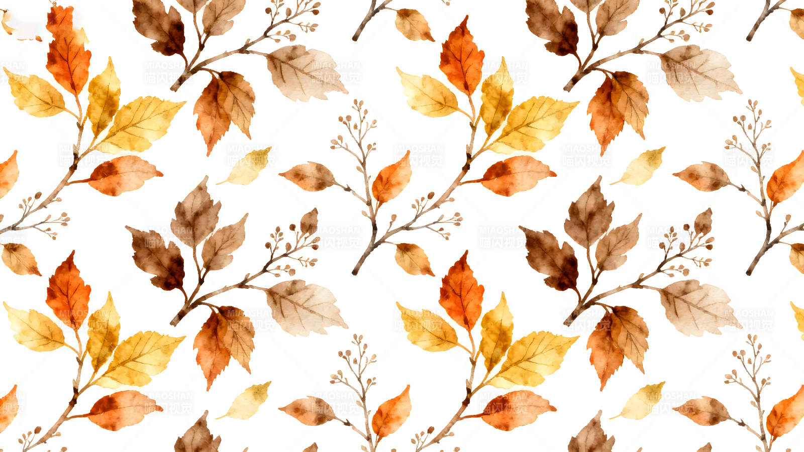 秋日落叶水彩风格图案图片