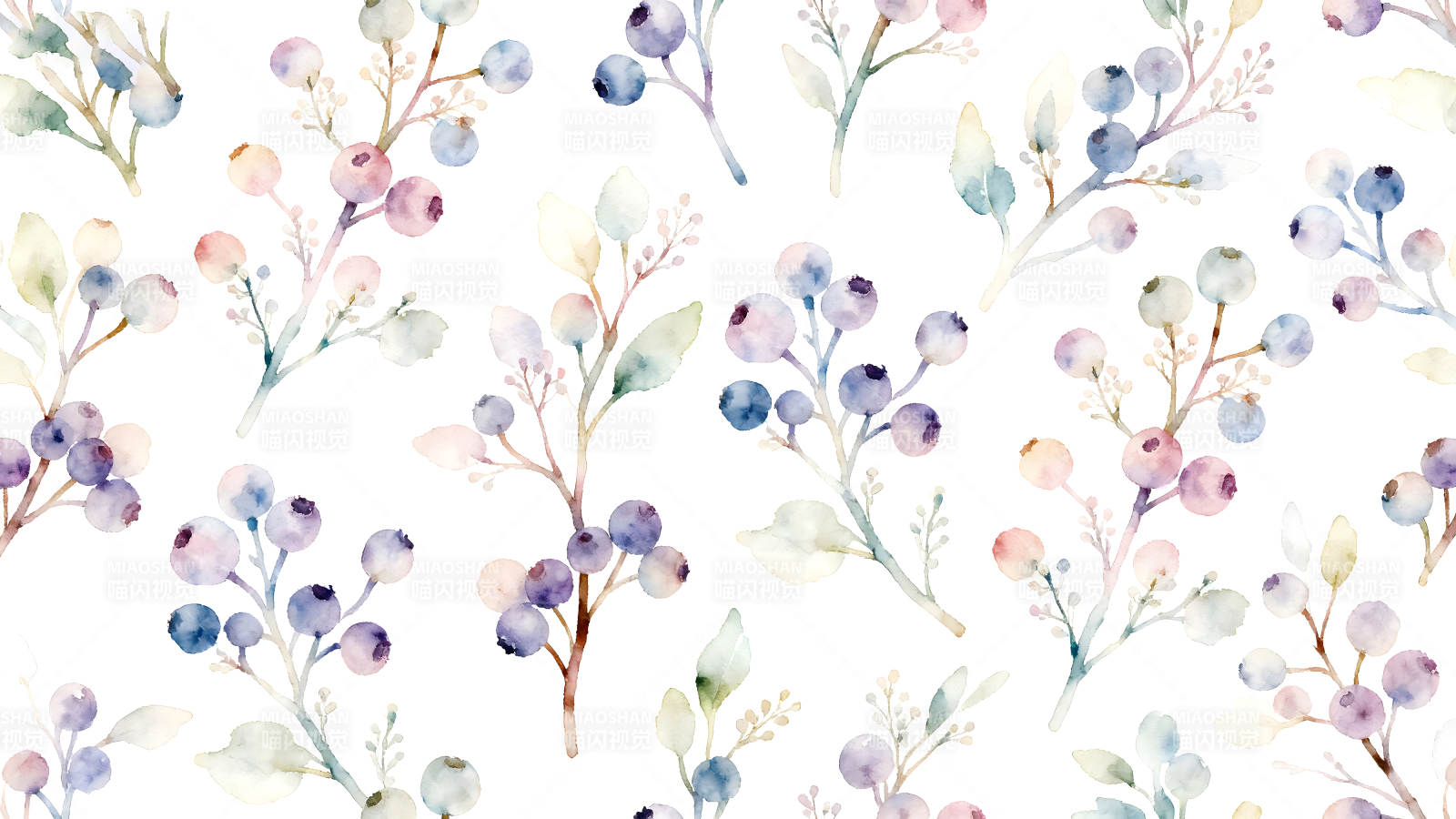 水彩风的浆果植物图案图片