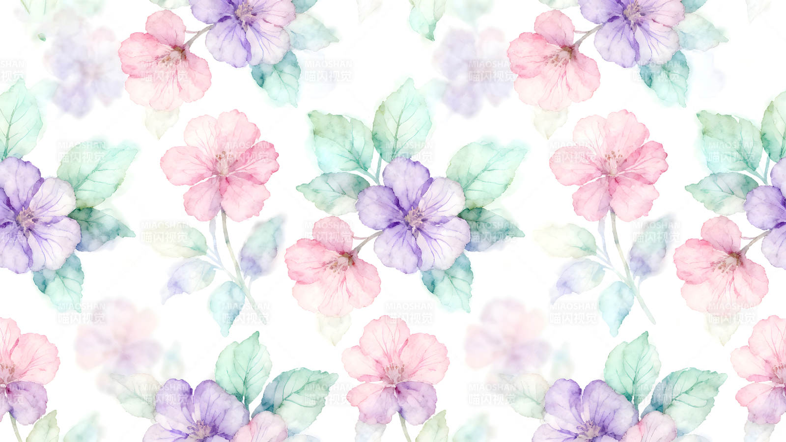 水彩花朵图案白色背景图片