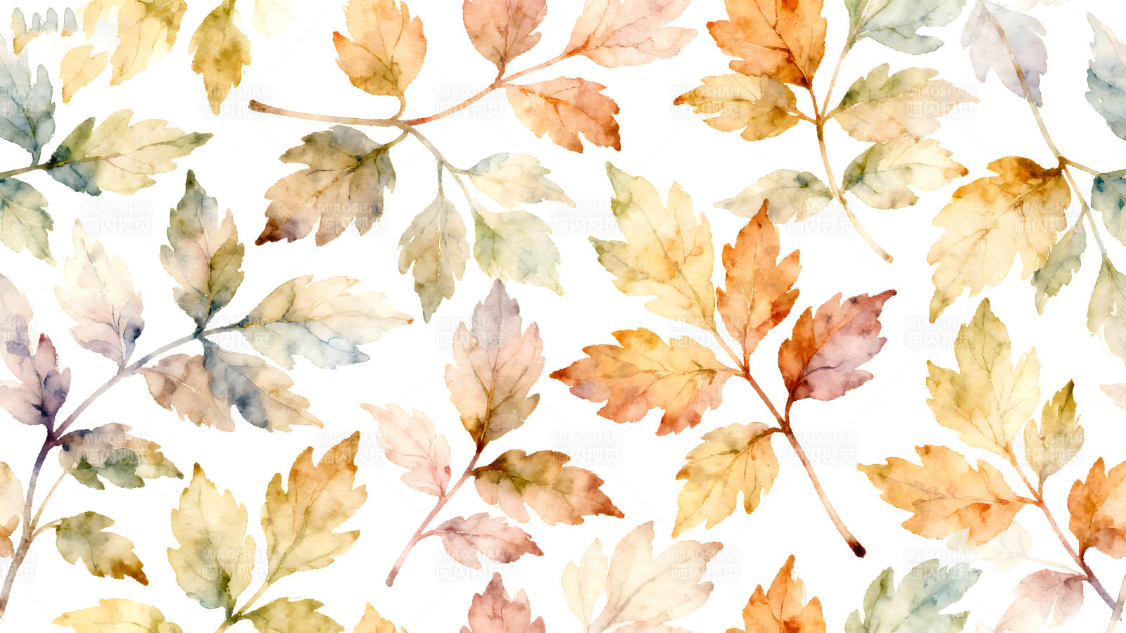 秋日落叶水彩画图片