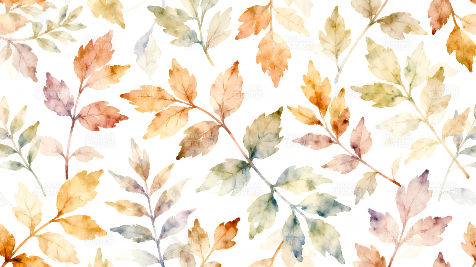 秋日水彩叶子背景装饰图片