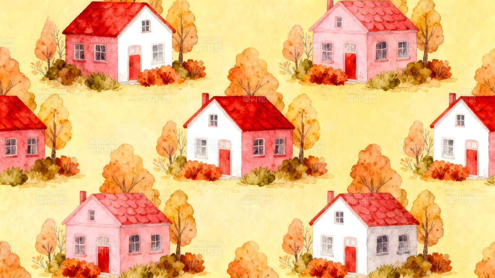 秋日房屋背景图案图片