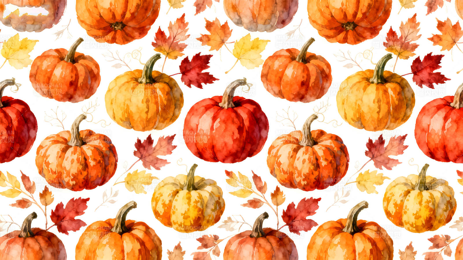 秋日南瓜和落叶的温馨图案图片