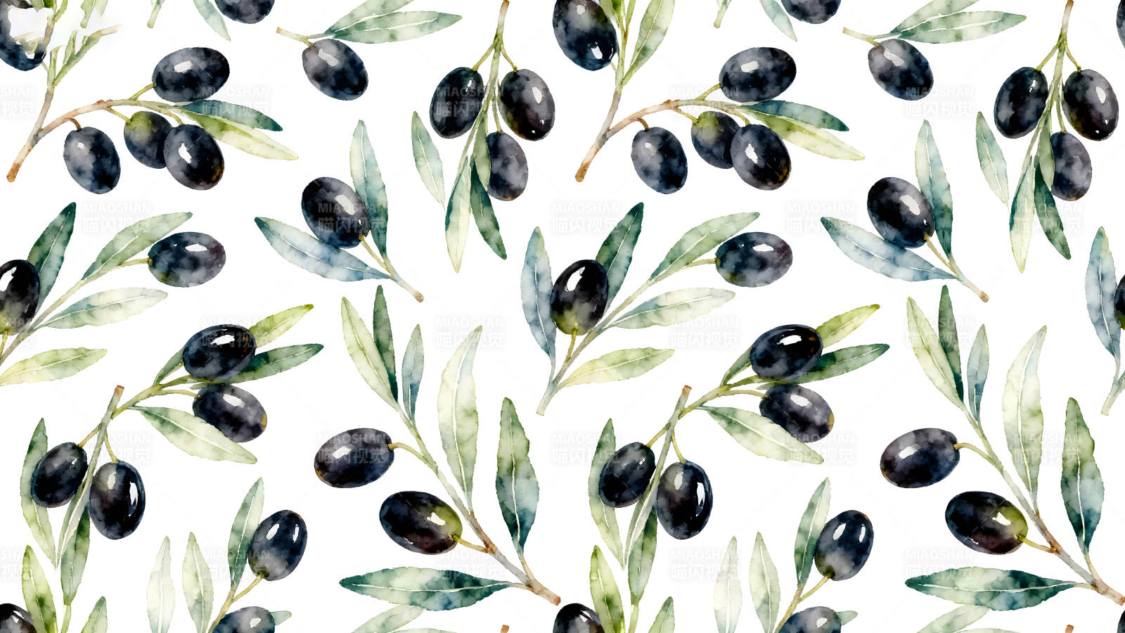 橄榄枝水彩图案设计图片