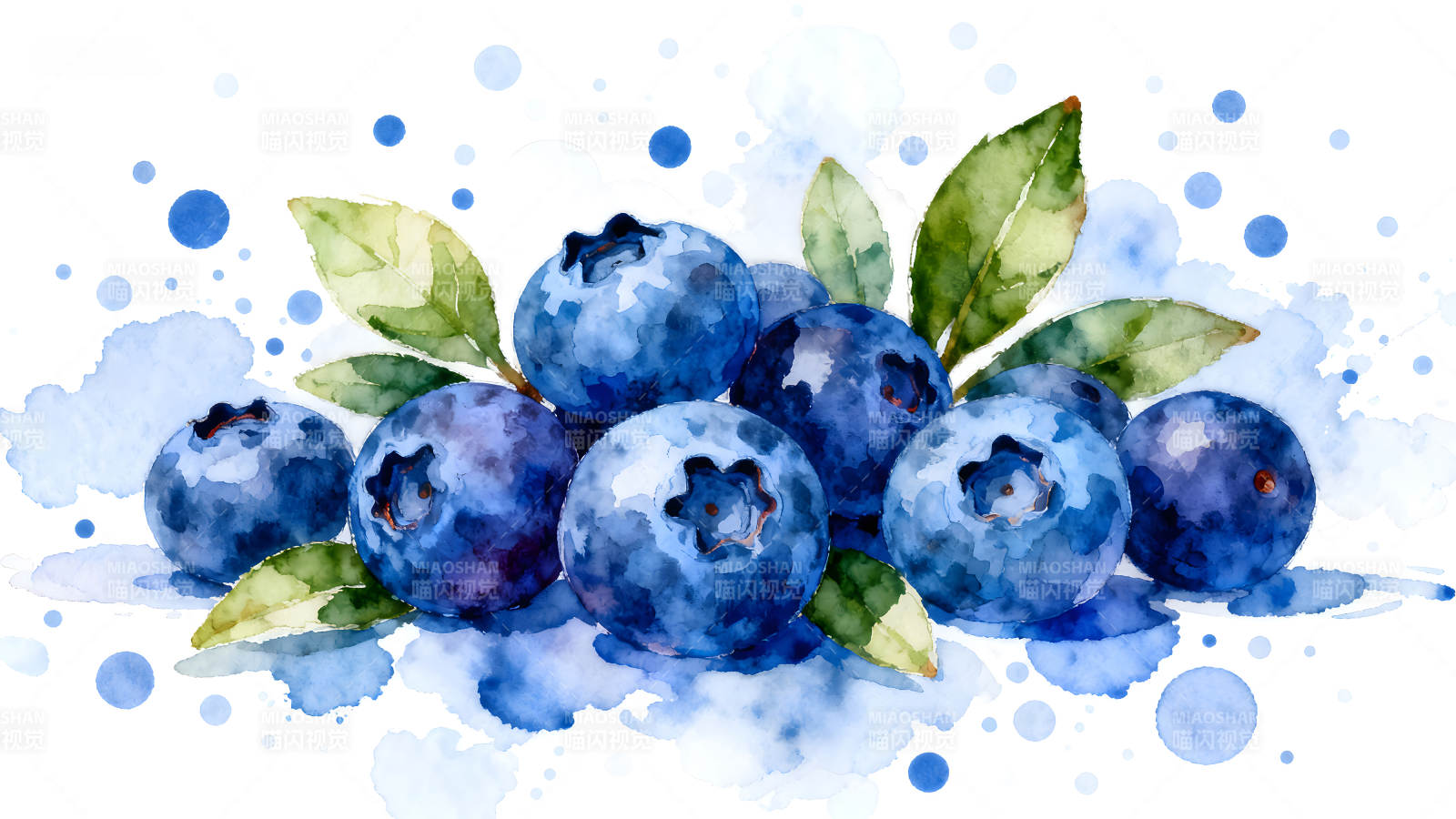水彩风格蓝莓图清新风格图片