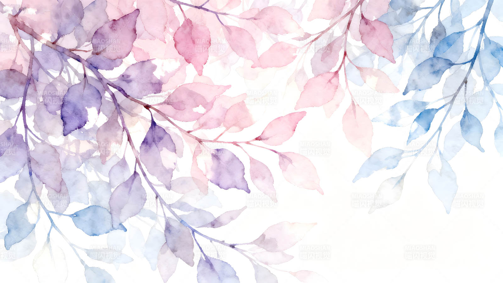 水彩叶子梦幻背景图片
