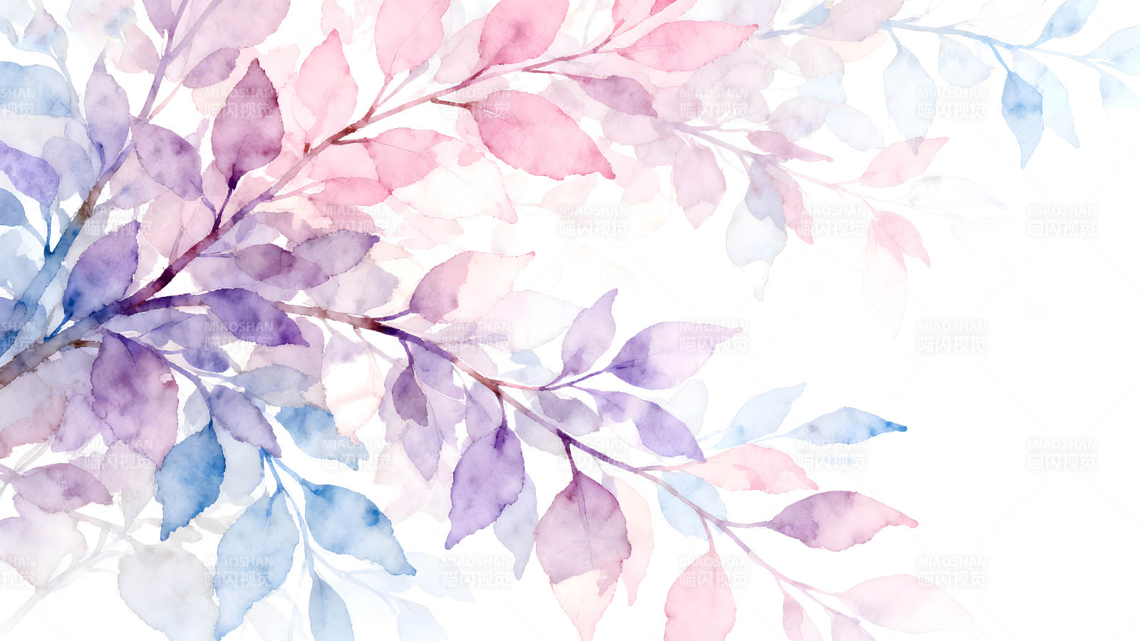 水彩风格的枝叶图案图片