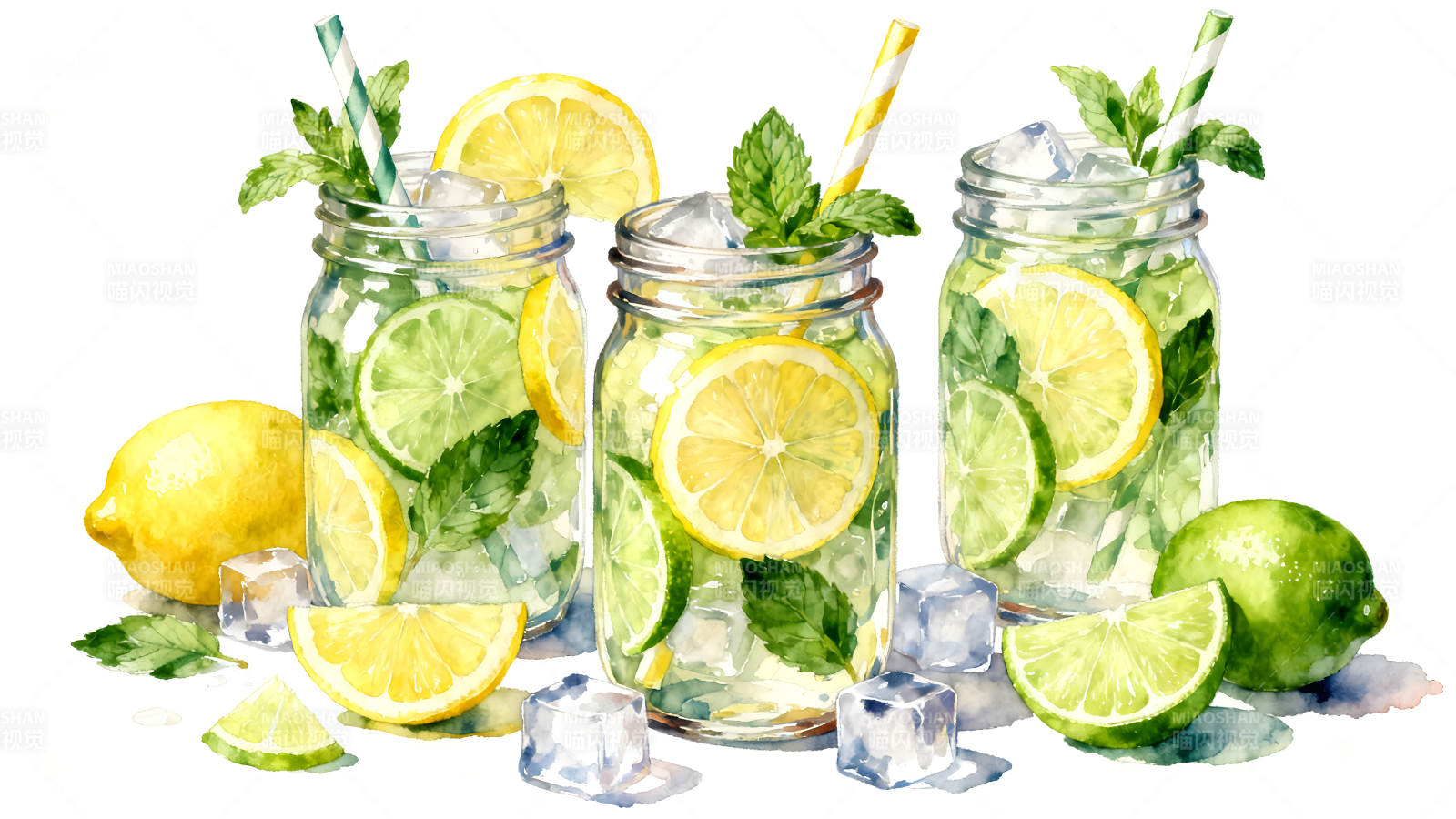 水彩柠檬饮品清新诱人图片