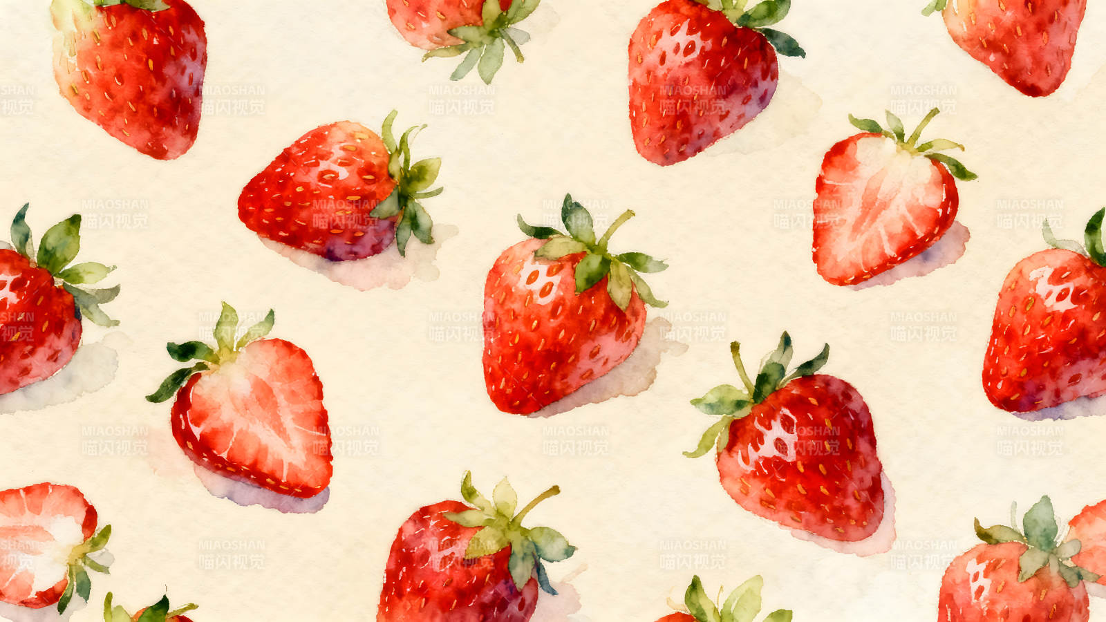 水彩草莓图案鲜艳诱人图片