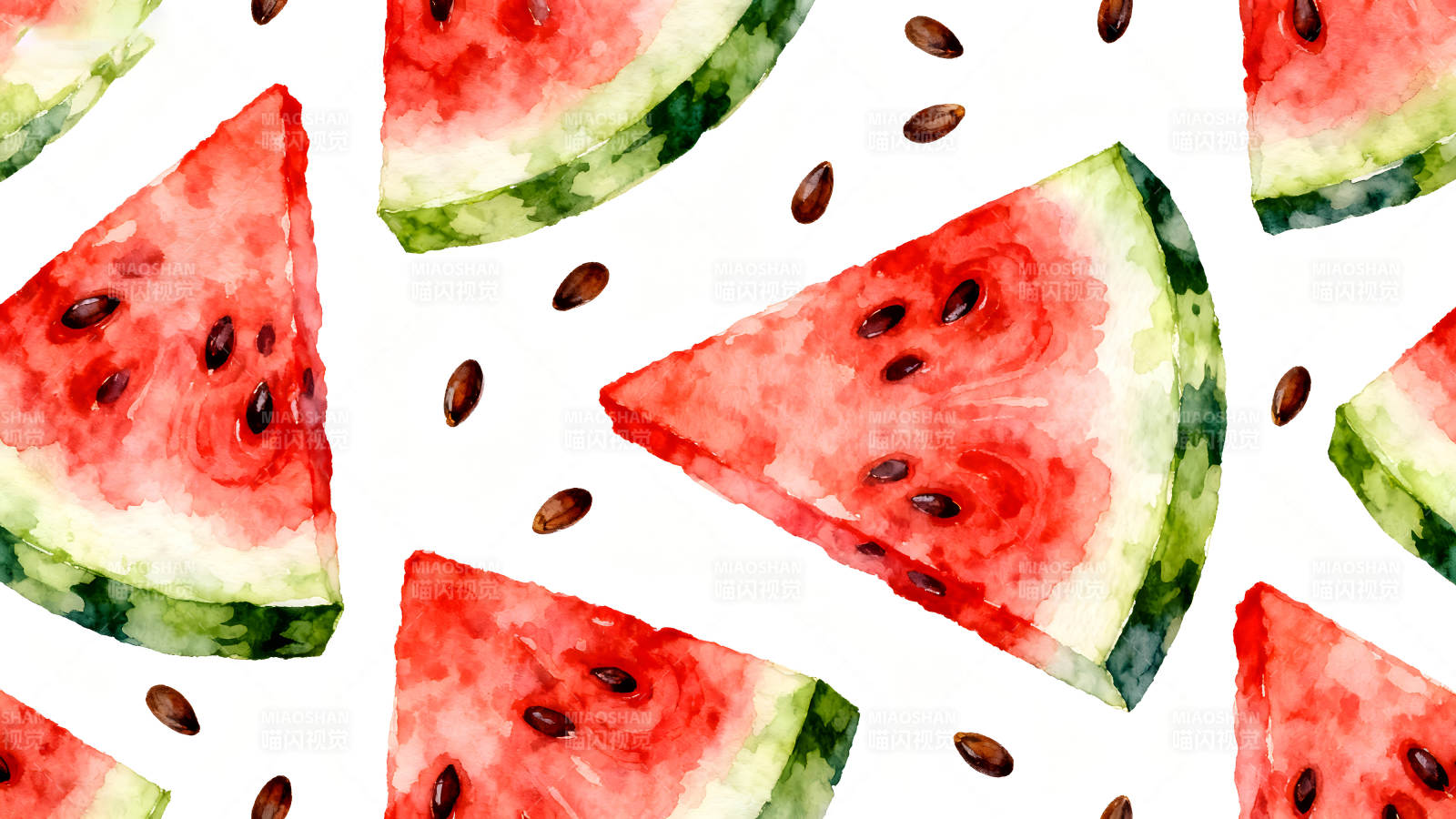 水彩西瓜切片图案图片