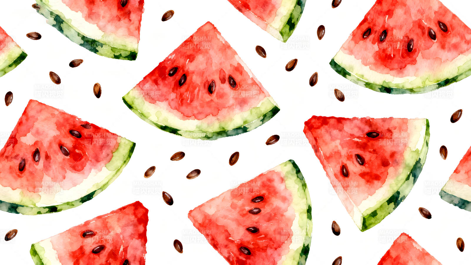 水彩西瓜切片图案图片