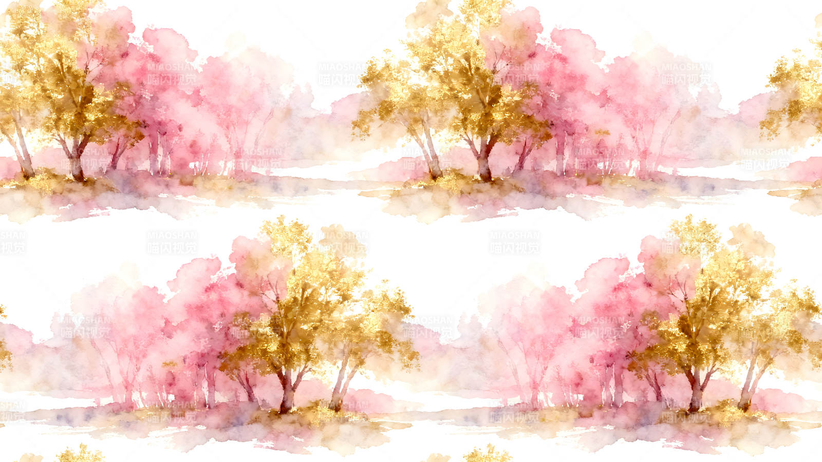 粉色金色树木图案图片