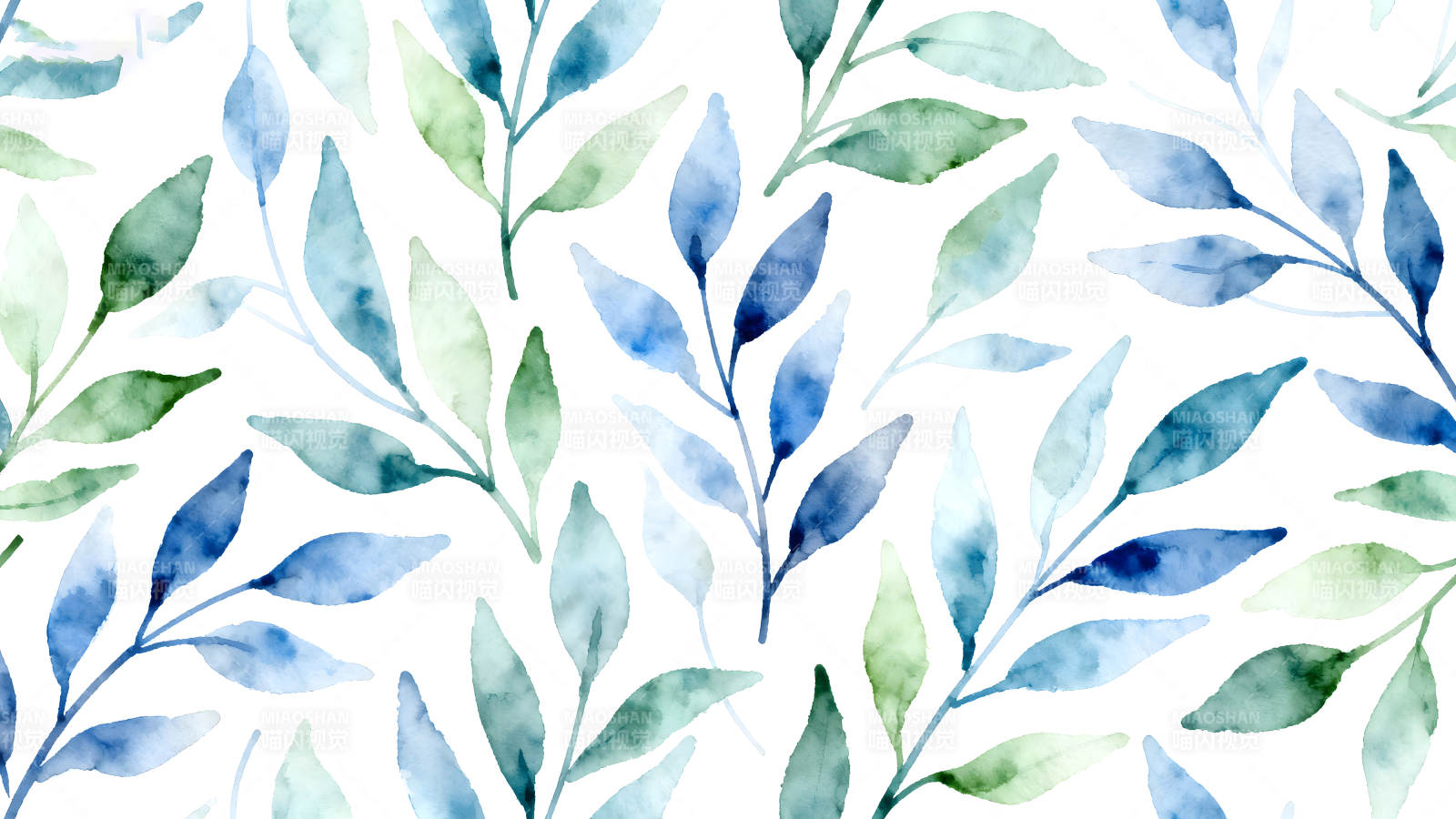 水彩叶子图案清新唯美图片