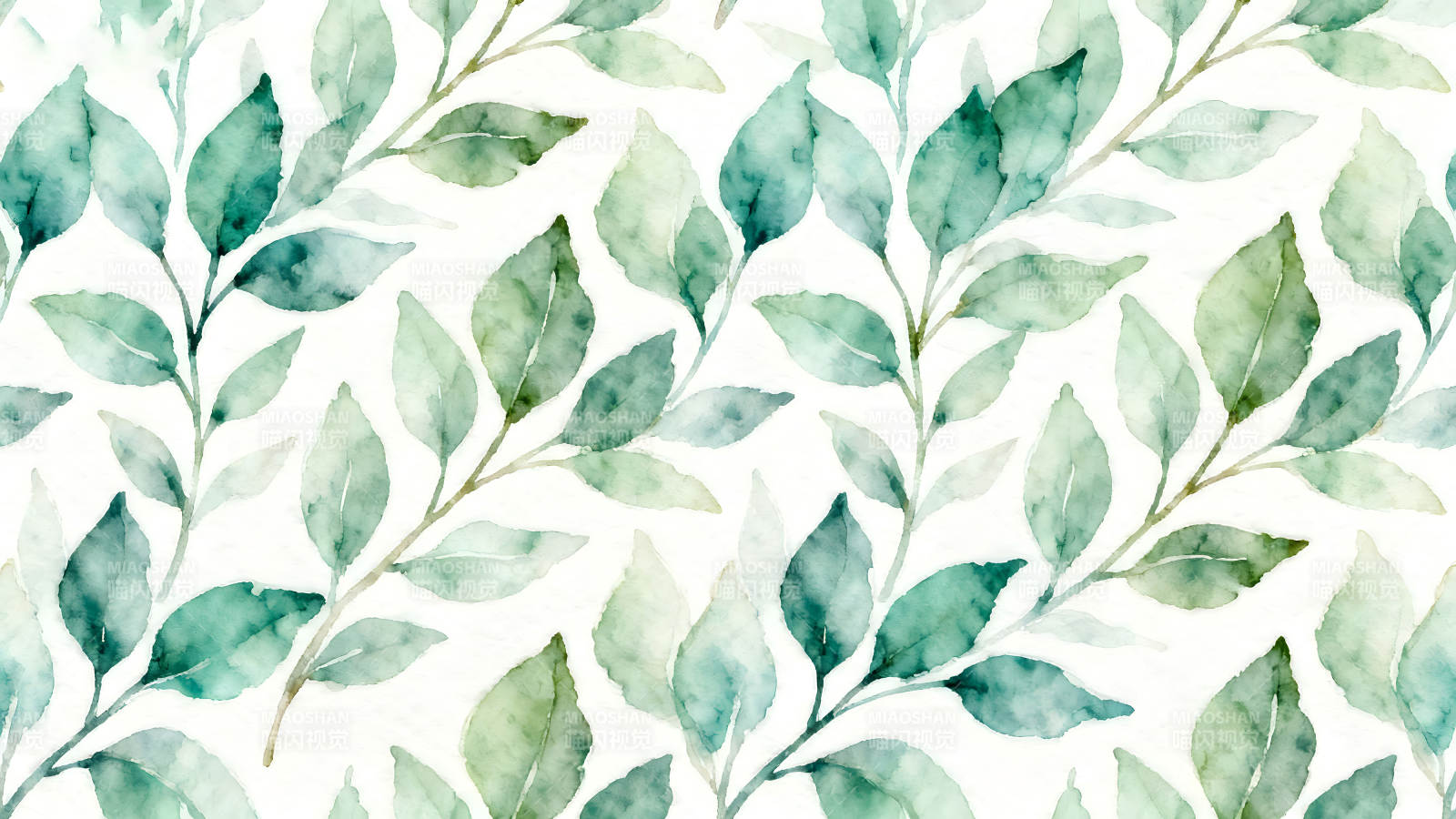 水彩叶子图案清新唯美图片