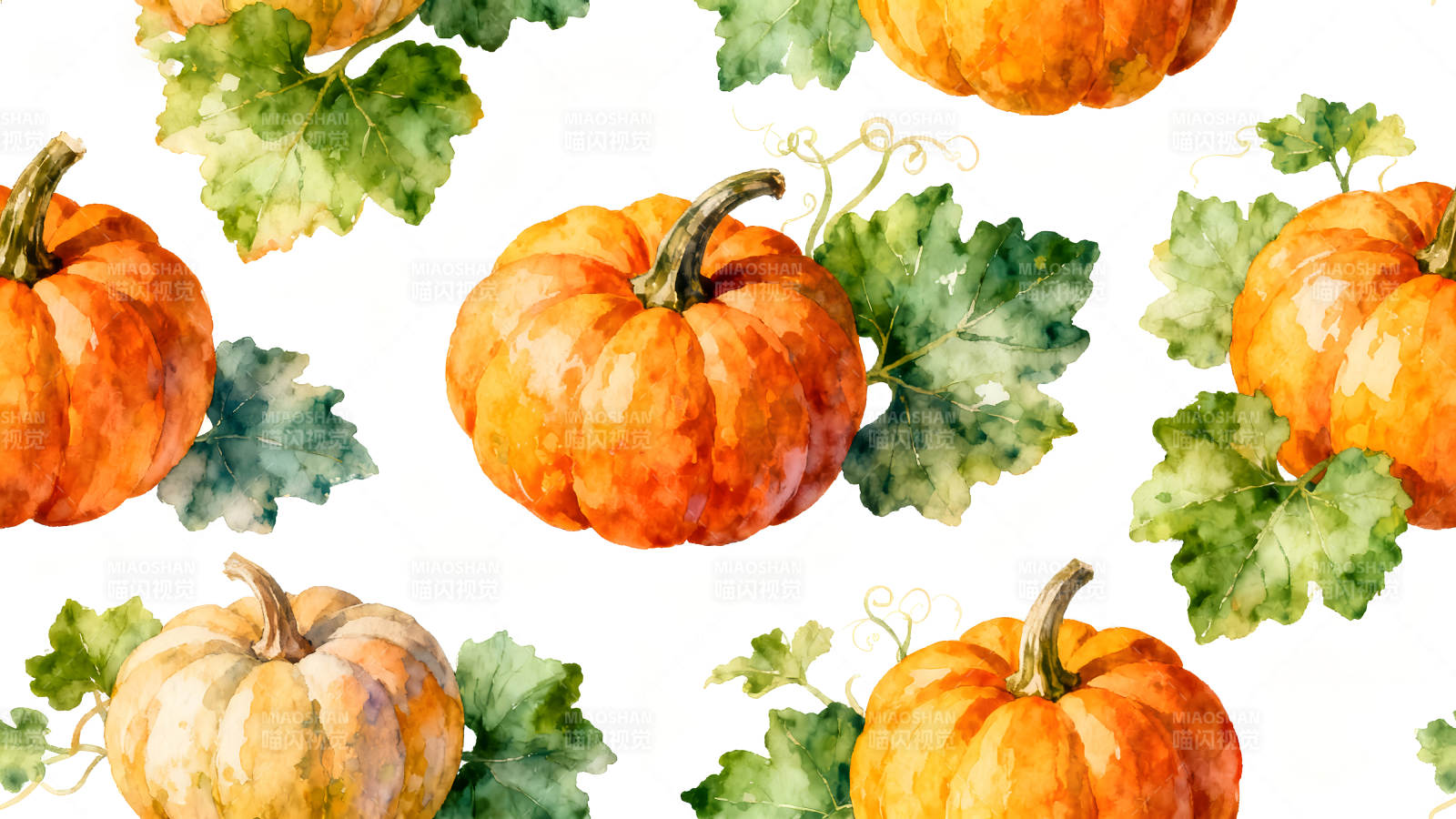 水彩南瓜叶子图案图片