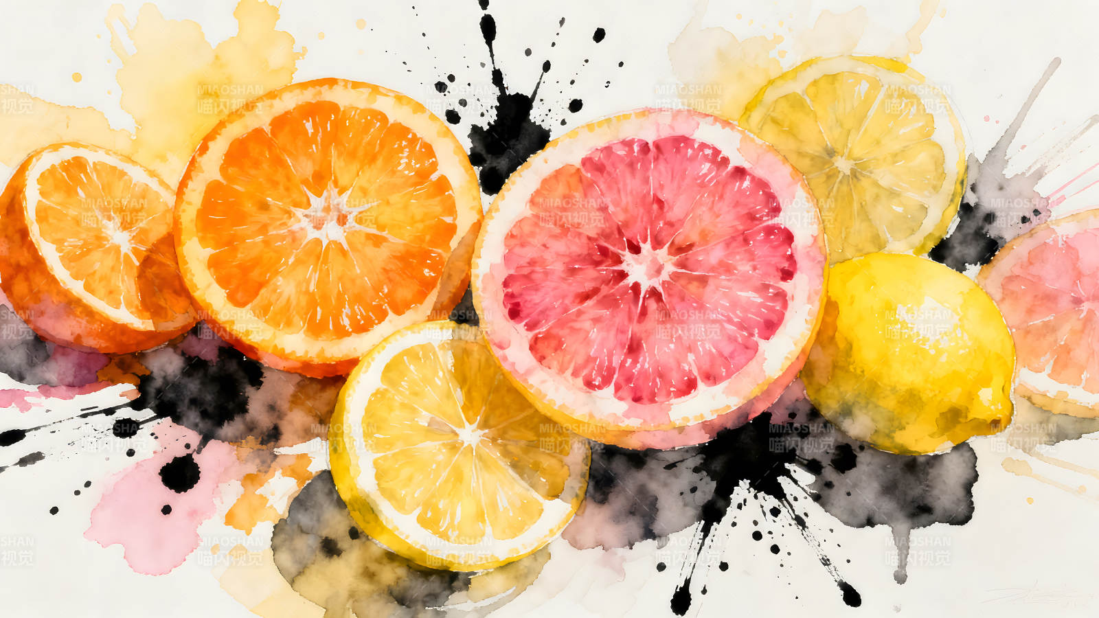 水果水彩画鲜艳色彩令人愉悦图片