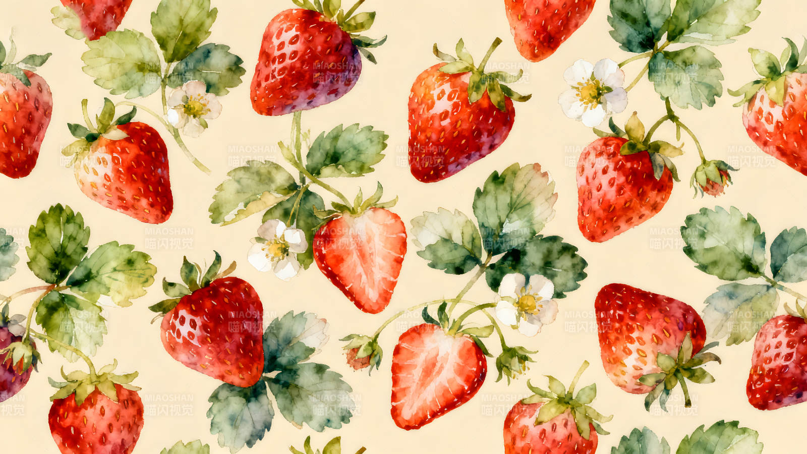 水彩风格草莓图案图片