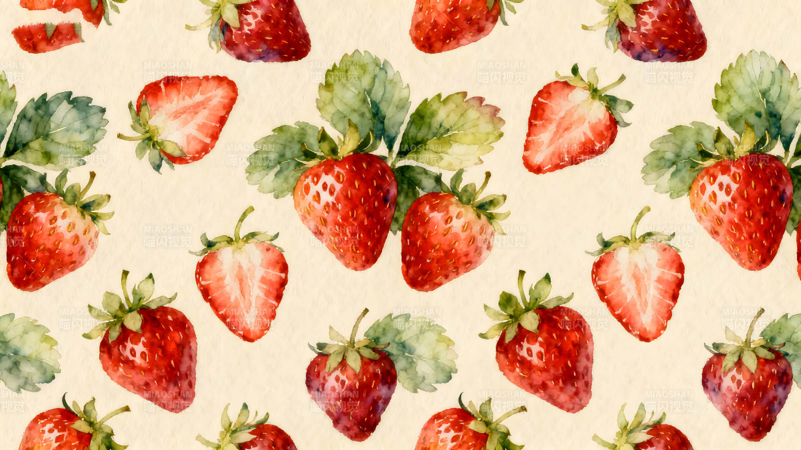 草莓水彩绘画图案图片